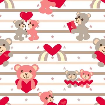 Seamless repeating pattern with cute bears Stock Illustration