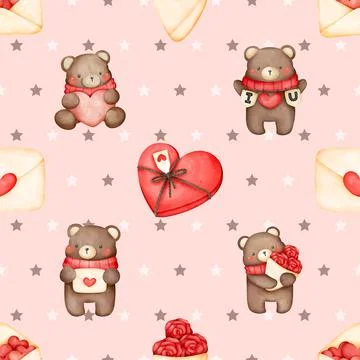 Seamless repeating pattern with cute bears Illustrazione stock