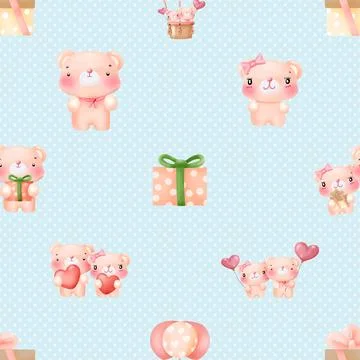 Seamless repeating pattern with cute bears Stock Illustration