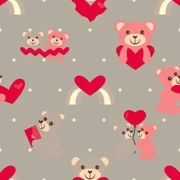 Seamless repeating pattern with cute bears Stock Illustration