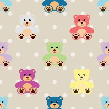 Seamless repeating pattern with cute bears Stock Illustration