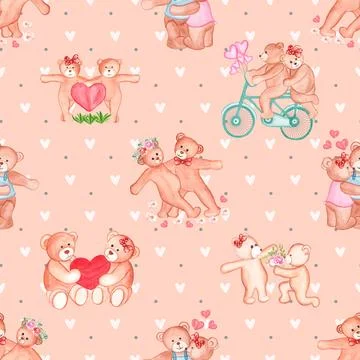 Seamless repeating pattern with cute bears Stock Illustration