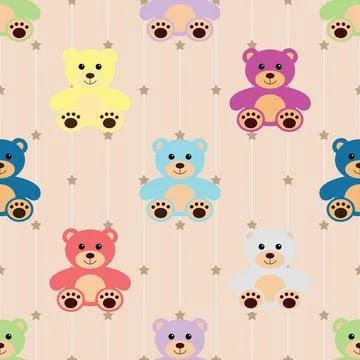 Seamless repeating pattern with cute bears Stock Illustration