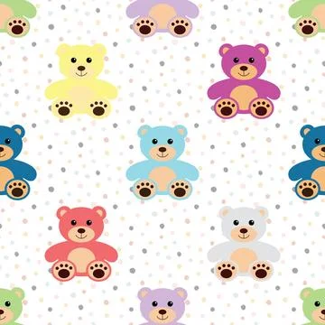 Seamless repeating pattern with cute bears Stock Illustration