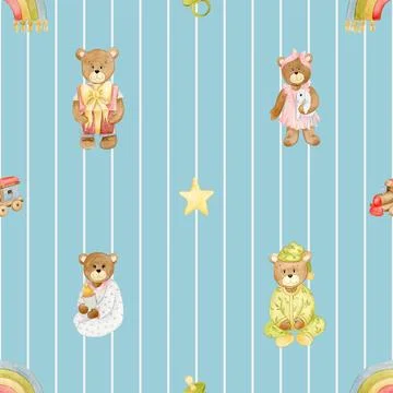 Seamless repeating pattern with cute bears Stock Illustration