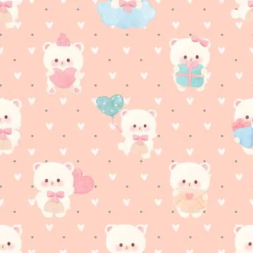 Seamless repeating pattern with cute bears Stock Illustration