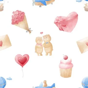 Seamless repeating pattern with cute bears Stock Illustration