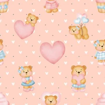 Seamless repeating pattern with cute bears Illustrazione stock