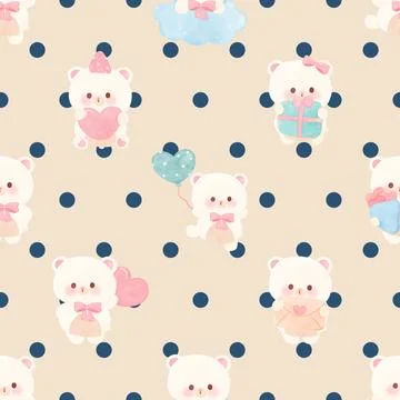 Seamless repeating pattern with cute bears Stock Illustration