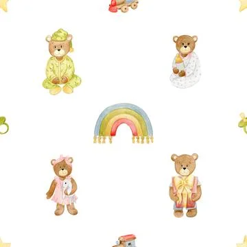 Seamless repeating pattern with cute bears Illustrazione stock