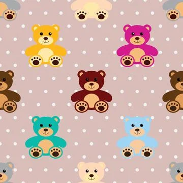 Seamless repeating pattern with cute bears Stock Illustration