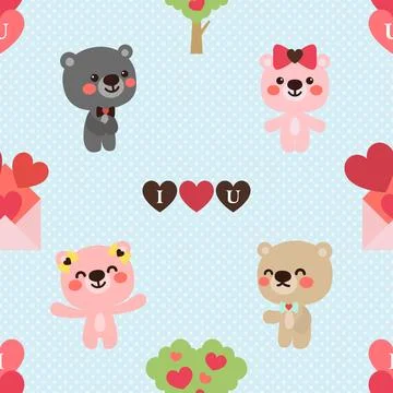 Seamless repeating pattern with cute bears Stock Illustration