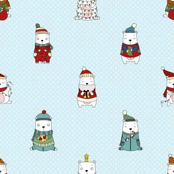 Seamless repeating pattern with cute bears Stock Illustration