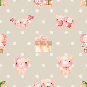 Seamless repeating pattern with cute bears Illustrazione stock