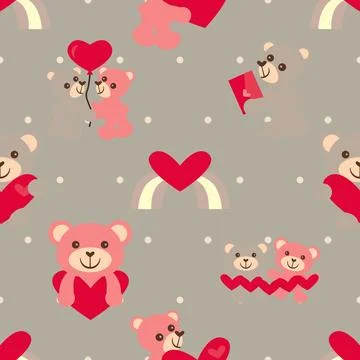 Seamless repeating pattern with cute bears Stock Illustration