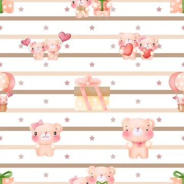 Seamless repeating pattern with cute bears Stock Illustration