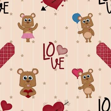 Seamless repeating pattern with cute bears Illustrazione stock