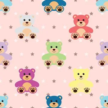 Seamless repeating pattern with cute bears Stock Illustration
