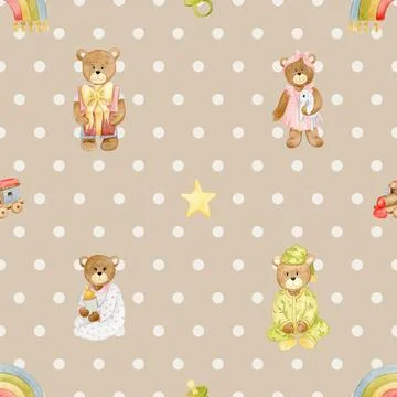 Seamless repeating pattern with cute bears Stock Illustration