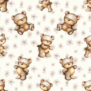 Seamless repeating pattern with cute bears Stock Illustration