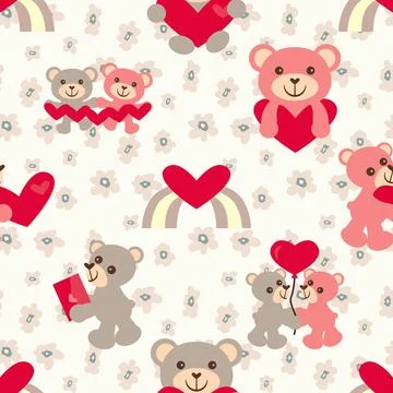 Seamless repeating pattern with cute bears Stock Illustration