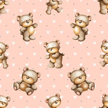 Seamless repeating pattern with cute bears Stock Illustration