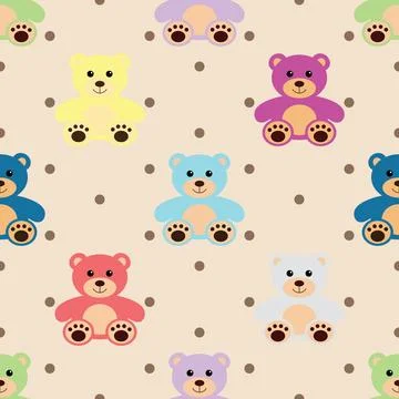 Seamless repeating pattern with cute bears Stock Illustration