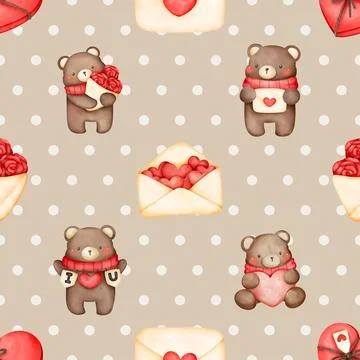 Seamless repeating pattern with cute bears Stock Illustration