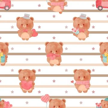 Seamless repeating pattern with cute bears Stock Illustration