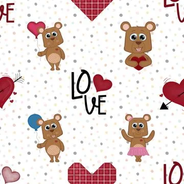 Seamless repeating pattern with cute bears Stock Illustration