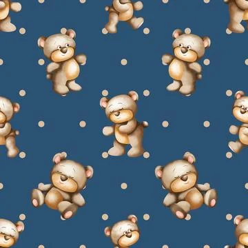 Seamless repeating pattern with cute bears Stock Illustration