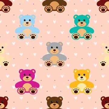 Seamless repeating pattern with cute bears Stock Illustration