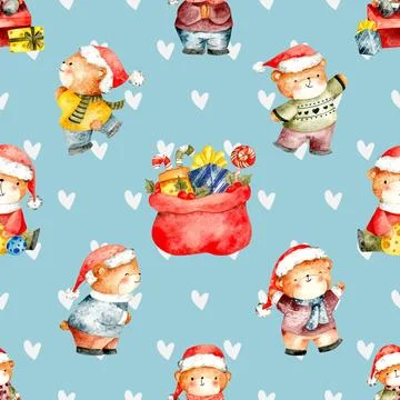 Seamless repeating pattern with cute bears Stock Illustration