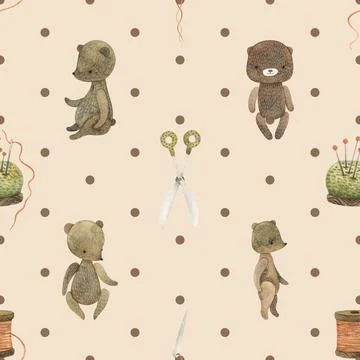 Seamless repeating pattern with cute bears Stock Illustration
