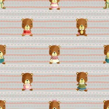Seamless repeating pattern with cute bears Stock Illustration