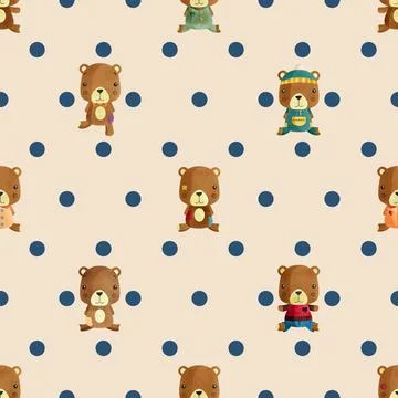 Seamless repeating pattern with cute bears Stock Illustration