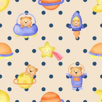 Seamless repeating pattern with cute bears Illustrazione stock