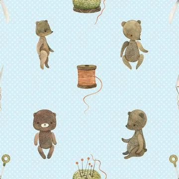 Seamless repeating pattern with cute bears Stock Illustration