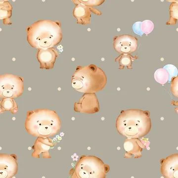 Seamless repeating pattern with cute bears 스톡 일러스트