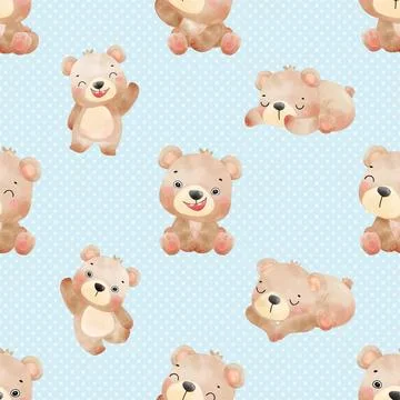 Seamless repeating pattern with cute bears Stock Illustration