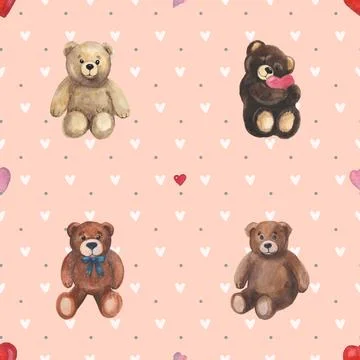 Seamless repeating pattern with cute bears Stock Illustration