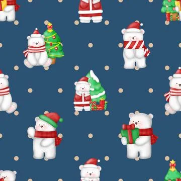 Seamless repeating pattern with cute bears Stock Illustration