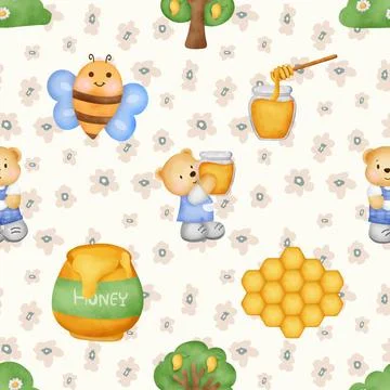 Seamless repeating pattern with cute bears Stock Illustration
