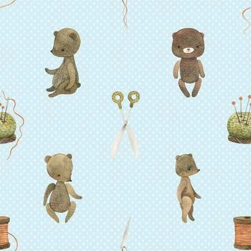 Seamless repeating pattern with cute bears Stock Illustration
