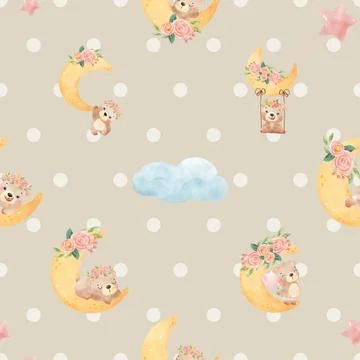 Seamless repeating pattern with cute bears Illustrazione stock