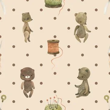 Seamless repeating pattern with cute bears Stock Illustration