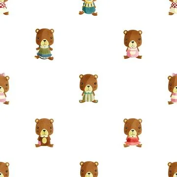 Seamless repeating pattern with cute bears Stock Illustration