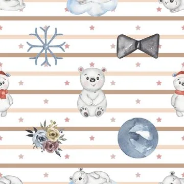 Seamless repeating pattern with cute bears Stock Illustration