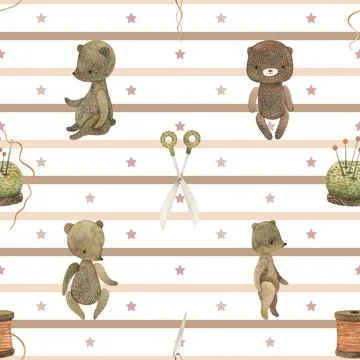 Seamless repeating pattern with cute bears Stock Illustration