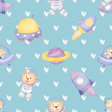 Seamless repeating pattern with cute bears Stock Illustration